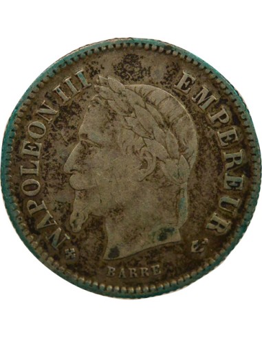 Napoléon III Tête laurée 20 centimes Argent 1867 BB Strasbourg