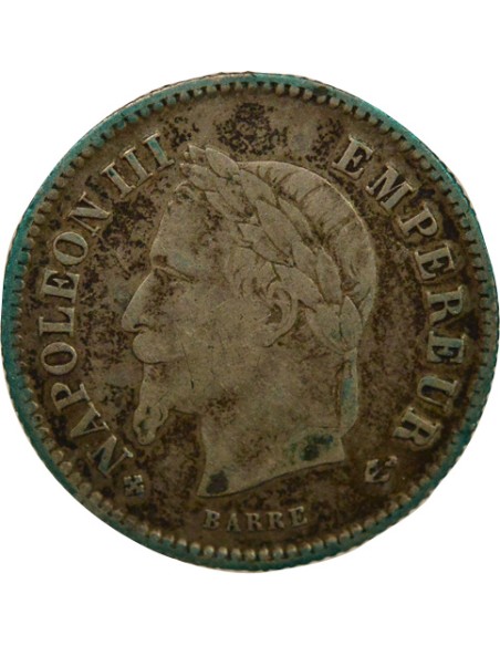 Napoléon III Tête laurée 20 centimes Argent 1867 BB Strasbourg