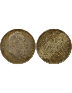 Etats Allemands (Bavière) Luitpold Luitpold - 3 Mark Argent - 1911 D Munich 3 mark Argent 1911 D Munich