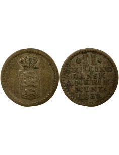 Antilles Danoises Frédéric VI Frédéric VI - 2 Skilling - 1837 2 skilling Billon 1837