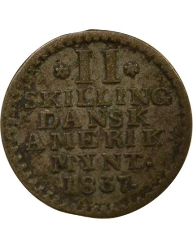 Antilles Danoises Frédéric VI Frédéric VI - 2 Skilling - 1837 2 skilling Billon 1837