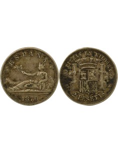 Espagne Gouv. Provisoire - 2 Pesetas Argent - 1870 (1873) Madrid 2 pesetas Argent 1870 (1873) AI Madrid