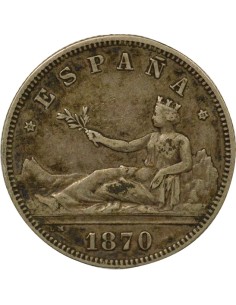 Espagne Gouv. Provisoire - 2 Pesetas Argent - 1870 (1873) Madrid 2 pesetas Argent 1870 (1873) AI Madrid 2