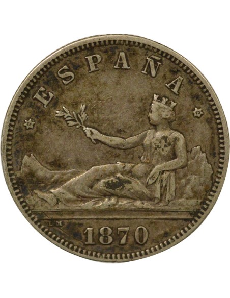 Espagne Gouv. Provisoire - 2 Pesetas Argent - 1870 (1873) Madrid 2 pesetas Argent 1870 (1873) AI Madrid