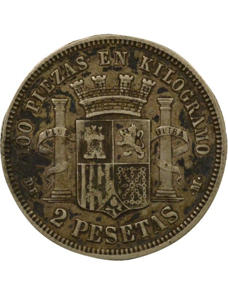 Espagne Gouv. Provisoire - 2 Pesetas Argent - 1870 (1873) Madrid 2 pesetas Argent 1870 (1873) AI Madrid