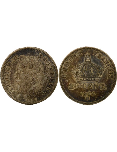 Napoléon III Petit Module 20 centimes Argent 1866 BB Strasbourg
