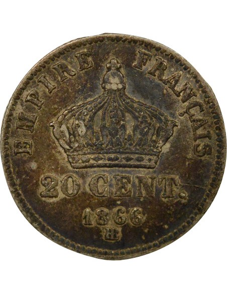 Napoléon III Petit Module 20 centimes Argent 1866 BB Strasbourg
