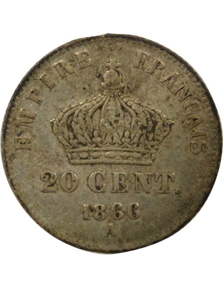 Napoléon III Petit Module 20 centimes Argent 1866 A - Paris