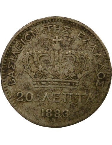 Grèce Georges I de Grèce Georges I - 20 Lepta Argent - 1883 A Paris 20 lepta Argent 1883 A - Paris