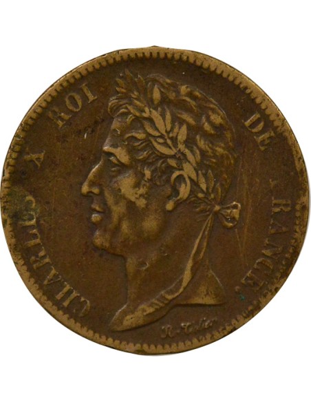 Charles X - 5 Centimes - 1827 H La Rochelle 5 centimes Bronze 1827 H La Rochelle