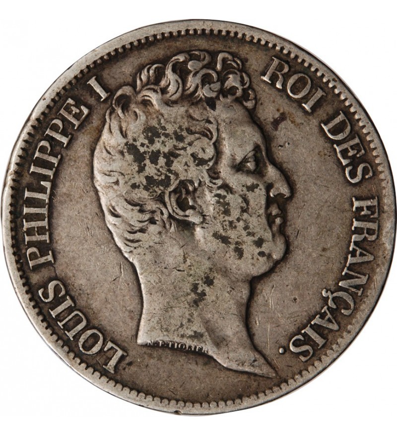 LOUIS PHILIPPE﻿ - 5 FRANCS ARGENT 1831 B ROUEN "Type Tiolier, Tr creux"