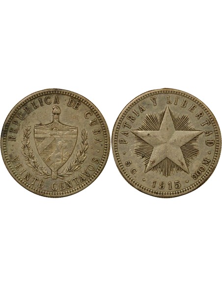 Cuba 20 Centavos Argent - 1915 Philadelphie 20 centavos Argent 1915 Philadelphie