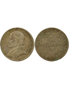 Vatican Pie IX Pius IX - Silver Lire - 1867 Year XXII R Rome 1 lira Argent 1867 R Rome