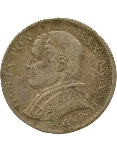 Vatican Pie IX Pius IX - Silver Lire - 1867 Year XXII R Rome 1 lira Argent 1867 R Rome