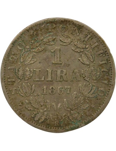 Vatican Pie IX Pius IX - Silver Lire - 1867 Year XXII R Rome 1 lira Argent 1867 R Rome