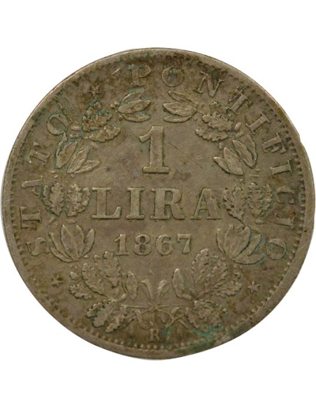 Vatican Pie IX Pius IX - Silver Lire - 1867 Year XXII R Rome 1 lira Argent 1867 R Rome