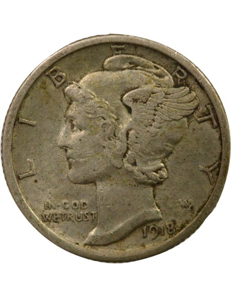 USA Mercury 1 dime Argent 1918 Philadelphie