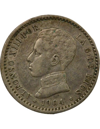 Espagne Alphonse XIII d'Espagne 4e Portrait 50 centimos Argent 1904 AI Madrid
