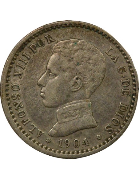 Espagne Alphonse XIII d'Espagne 4e Portrait 50 centimos Argent 1904 AI Madrid