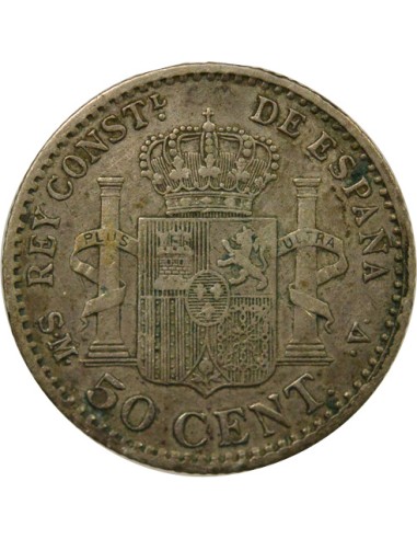 Espagne Alphonse XIII d'Espagne 4e Portrait 50 centimos Argent 1904 AI Madrid