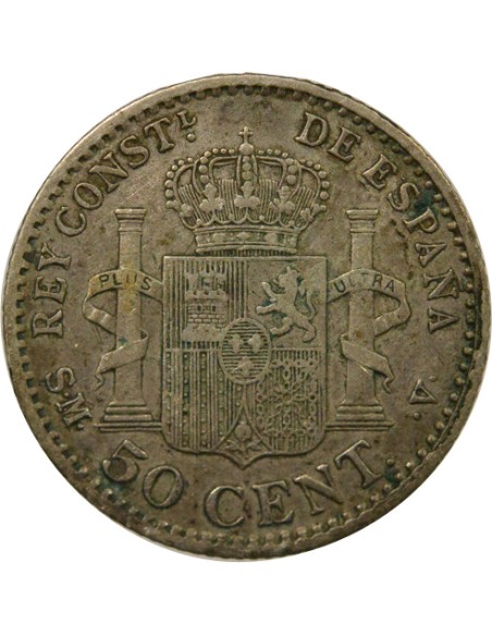 Espagne Alphonse XIII d'Espagne 4e Portrait 50 centimos Argent 1904 AI Madrid