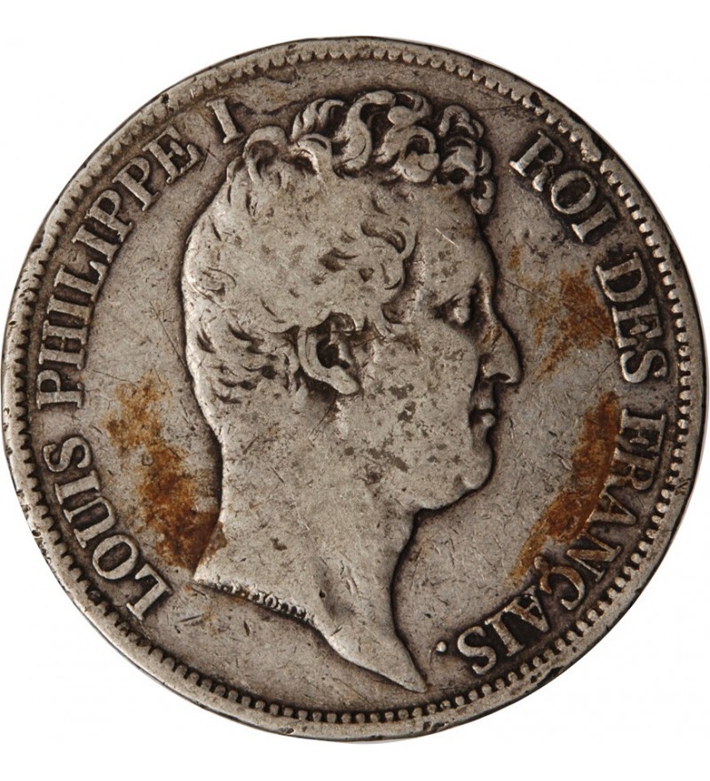 LOUIS PHILIPPE﻿ - 5 FRANCS ARGENT 1831 D LYON "Type Tiolier, Tr creux"