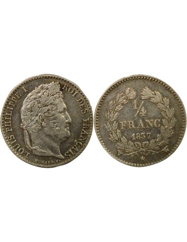 Louis-Philippe Ier Louis-Philippe I - 1/4 Franc Argent - 1837 W Lille 1/4 franc Argent 1837 W Lille