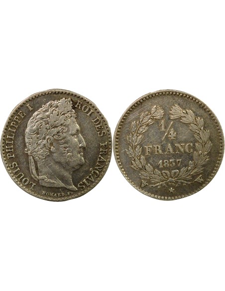 Louis-Philippe Ier Louis-Philippe I - 1/4 Franc Argent - 1837 W Lille 1/4 franc Argent 1837 W Lille