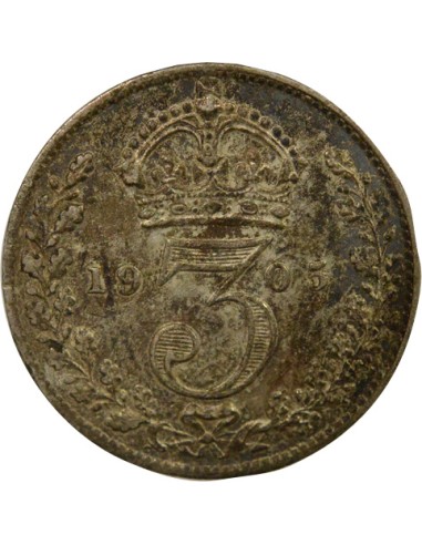 Empereur des Indes Edouard VII - 3 Pence Argent - 1905 Londres 3 pence Argent 1905 Londres