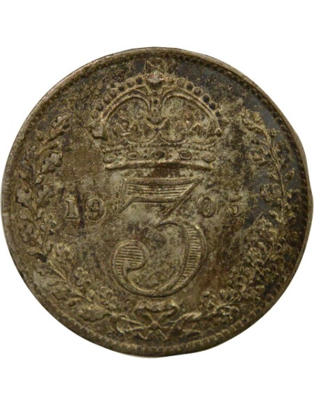 Empereur des Indes Edouard VII - 3 Pence Argent - 1905 Londres 3 pence Argent 1905 Londres
