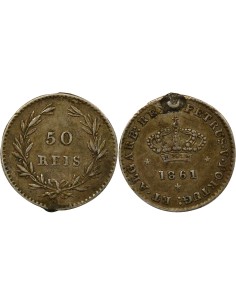 Portugal Pedro V de Portugal Pierre V - 50 Réis Argent - 1861 Lisbonne 50 reis Argent 1861 Lisbonne