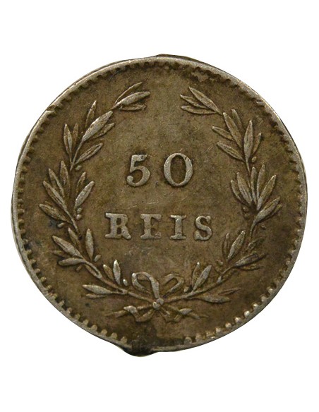 Portugal Pedro V de Portugal Pierre V - 50 Réis Argent - 1861 Lisbonne 50 reis Argent 1861 Lisbonne