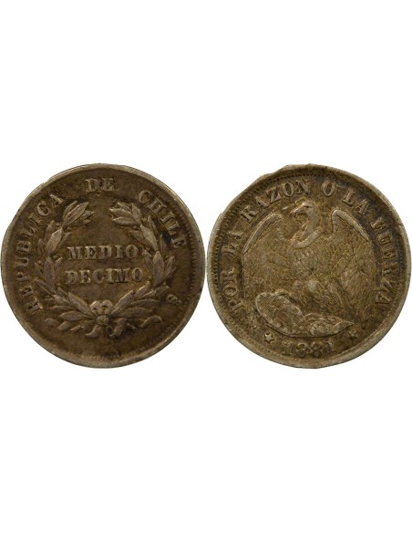 Chili 1/2 Decimo Argent - 1881 So Santiago 1/2 decimo Argent 1881 So Santiago