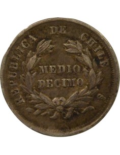 Chili 1/2 Decimo Argent - 1881 So Santiago 1/2 decimo Argent 1881 So Santiago 2
