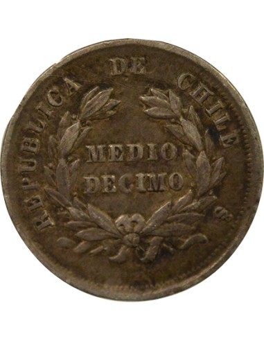 Chili 1/2 Decimo Argent - 1881 So Santiago 1/2 decimo Argent 1881 So Santiago