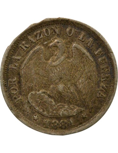 Chili 1/2 Decimo Argent - 1881 So Santiago 1/2 decimo Argent 1881 So Santiago