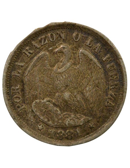 Chili 1/2 Decimo Argent - 1881 So Santiago 1/2 decimo Argent 1881 So Santiago