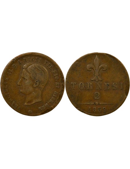 Royaume des Deux-Siciles François II des Deux Siciles François II - 2 Tornesi - 1859 2 tornesi Cuivre 1859