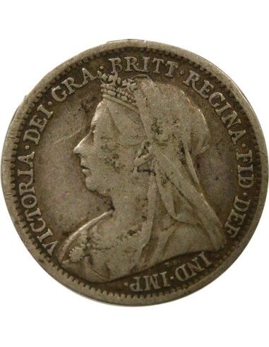 Reine 3e Portrait 3 pence Argent 1900 Londres