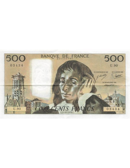 500 Francs Pascal - 05-10-1978 - Série U.90 500 francs 1978