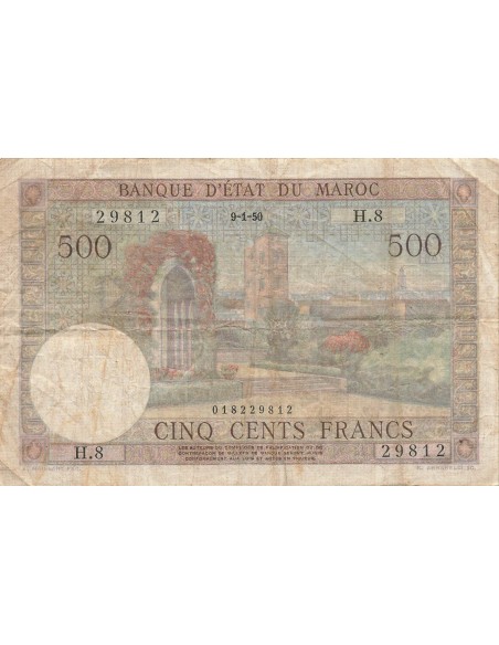 Maroc 500 Francs - 09-01-1950 - P.46 500 francs 1950