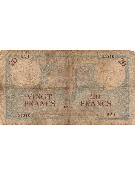 Maroc 20 Francs - 01-03-1945 - P.18b 20 francs 1945
