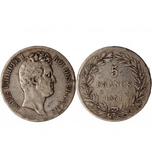 LOUIS PHILIPPE﻿ - 5 FRANCS ARGENT 1831 M TOULOUSE "Type Tiolier, Tr creux" 2
