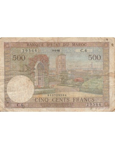 Maroc 500 Francs - 09-01-1950 - P.46 500 francs 1950