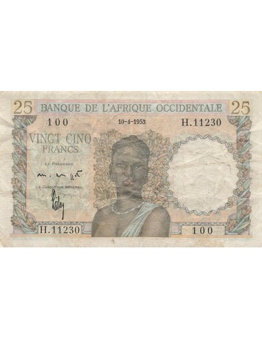 Afrique de l'Ouest 25 Francs - 10-04-1953 - P.38 25 francs 1953