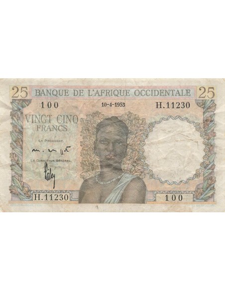 Afrique de l'Ouest 25 Francs - 10-04-1953 - P.38 25 francs 1953