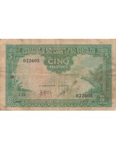Cambodge 5 Piastres - ND (1953) - P.95 5 piastres 1953