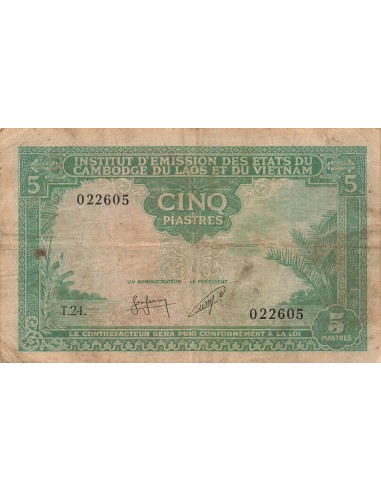 Cambodge 5 Piastres - ND (1953) - P.95 5 piastres 1953