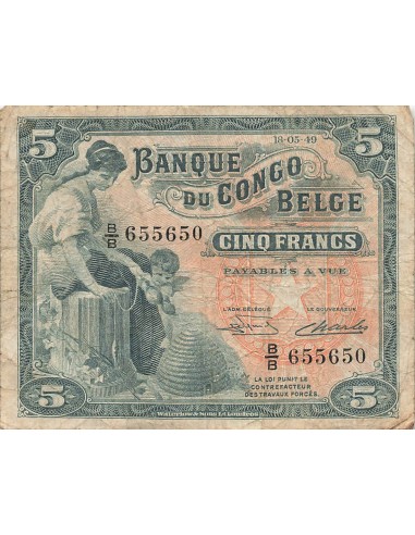 Congo Belge 5 Francs - 18-05-1949 - P.13B 5 francs 1949