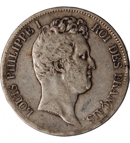 LOUIS PHILIPPE﻿ - 5 FRANCS ARGENT 1831 M TOULOUSE "Type Tiolier, Tr creux"